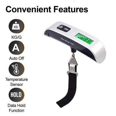 Portable Digital Luggage Scale 50Kg 110Lb Lcd Weighing Scale For Travel Suitcase from B&Q