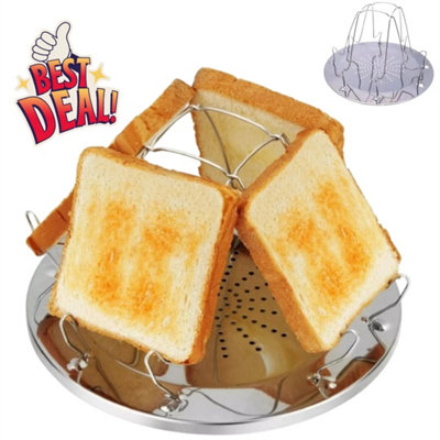 Highlander Products 4 Slice Folding Camping Toaster Stainless Steel from B&Q