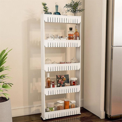 Slim Slide Out Kitchen Trolley Bathroom Rack Holder Storage Shelf On Wheels 5 Tier from B&Q