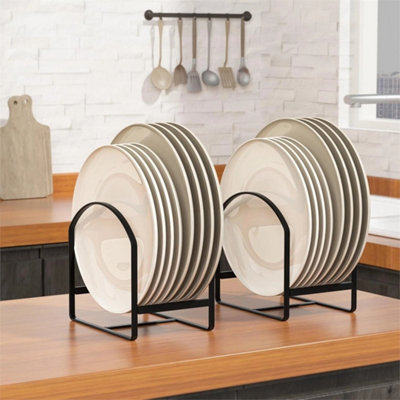 4 Pack Kitchen Plate Holders Metal Dish Rack Organiser For Cupboard & Countertop from B&Q