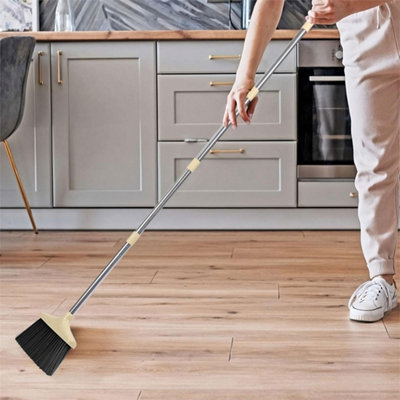  - Beige/brown Long Handled Dustpan And Brush Set Strong Metal Handle Dust Pan & Broom Sweeper
