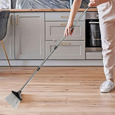  - Black/grey Long Handled Dustpan And Brush Set Strong Metal Handle Dust Pan & Broom Sweeper