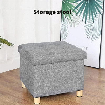 Folding Storage Stool Seat Ottoman Footstool Pouffe Padded Cube Box Foot Stools from B&Q