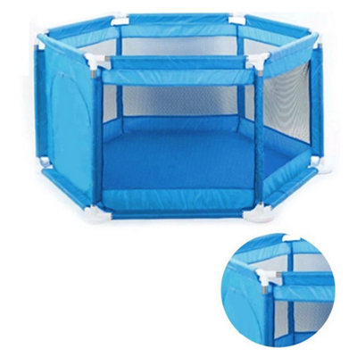 Blue 6 Sides Playpen By House Round Zipper Door Play Pen For Toddlers from B&Q