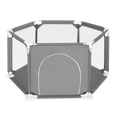 Gray 6 Sides Playpen By House Round Zipper Door Play Pen For Toddlers from B&Q