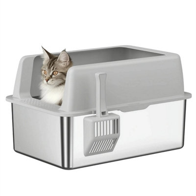 Stainless Steel Cat Litter Box With High Sides from B&Q