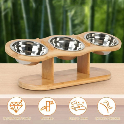  - Adjustable Double Bowl Dog Cat Feeder Elevated Raised Stand Feeding Food Pet