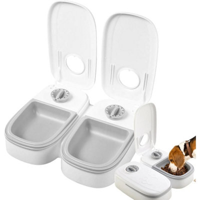 2X Automatic Pet Feeder Timer Bowl Cat Dog Food Dispenser Dish from B&Q