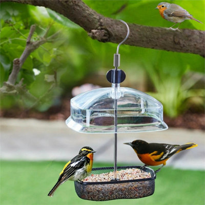 Hanging Wild Bird Feeder Station Height Adjustable Baffle Dome Peanut Seed Feed from B&Q