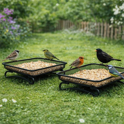 2 X Wild Bird Feeder Tray Raised Ground Feeding Table Metal Micromesh Floor from B&Q
