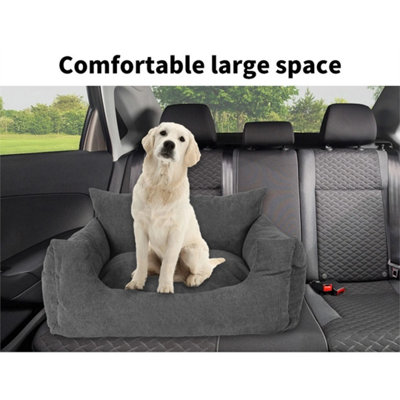 Pet Car Booster Seat Dog Protector Portable Travel Bed Removable Grey L from B&Q