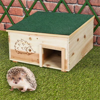 Predator Proof Hedgehog Hibernation Shelter Solid Wood Habitat Nest Box House from B&Q
