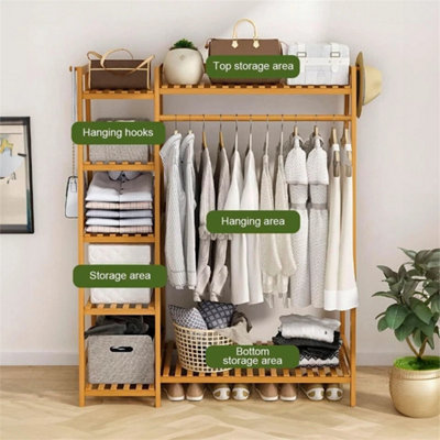 Clothes Storage Rack Bamboo Garment With Shelf Hanging Rail from B&Q