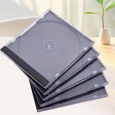 25 Pack Standard Cd Dvd Jewel CasesClear Durable Polystyrene With Black Trays For Media Storage & Protection from B&Q