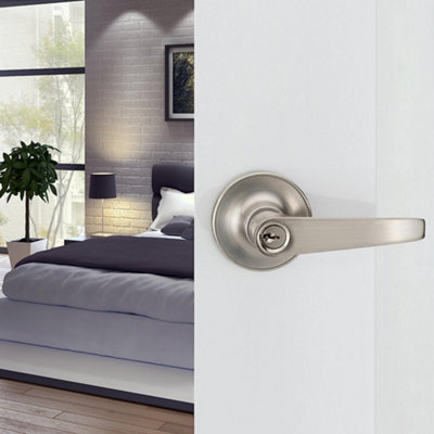  - 45-65mm Home Entry Lever Door Lock SetThree-Handle Bathroom Passage Lock With Key