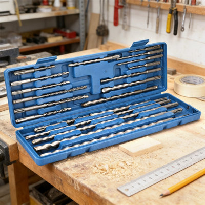 20Pcs Rotary Hammer Bits & Chisels With Sds Plus Shank