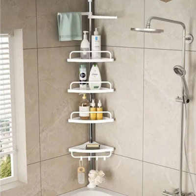  - 4-Tier Telescopic Corner Shower Caddy & Bathroom Storage Organizer