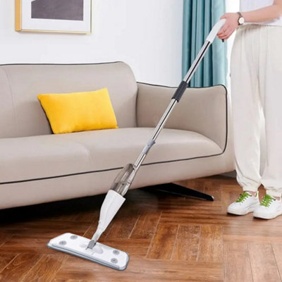White Spray Mop With 5 Reusable Microfibre Pads & 550Ml Tank For Hard Floors from B&Q