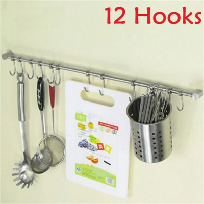 12 Hooks Kitchen Wall Mounted&cupboard Bathroom Utensil Hanging Rack Holder Tool from B&Q