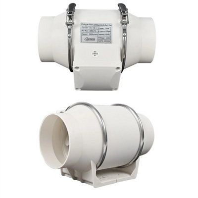 White 4" Quiet Inline Extractor Fan Bathroom & Hydroponics For Ventilation High Power from B&Q