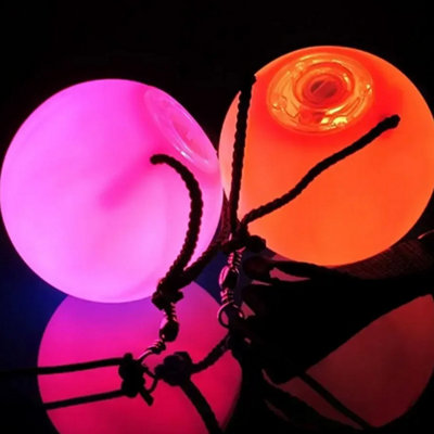  - 2 Pcs Multicolor Glow Balls LightLed Poi For Belly Dance Hand