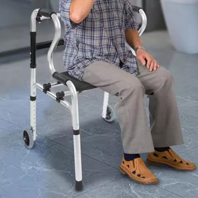 Folding Rollator Walker With Seat & Adjustable Height For Seniors from B&Q