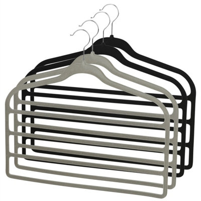 Grey Set Of 4 Velvet Trouser Hangers Space Saving Non Slip from B&Q