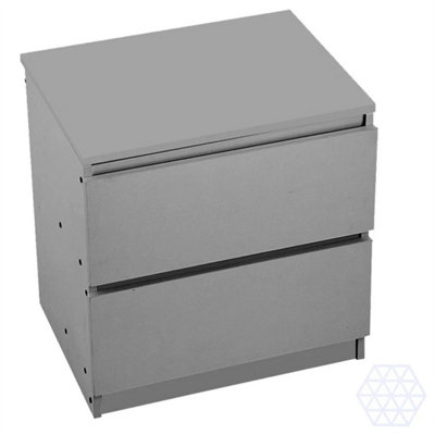 Grey Wooden Bedside Table Cabinet 2 Drawers Nightstand Bedroom Storage Furniture