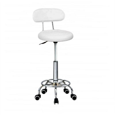 White With Back Adjustable Bar Stools Gas Lift Swivel Home Breakfast Counter Chair Faux Leather from B&Q