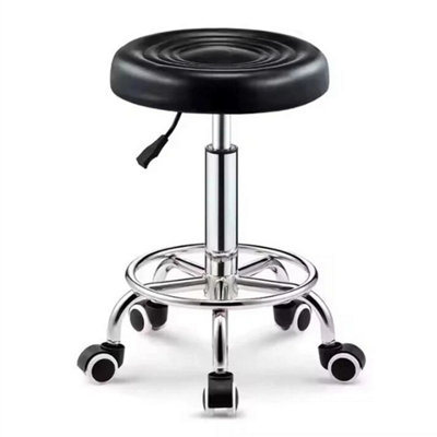 Black Without Back Adjustable Bar Stools Gas Lift Swivel Home Breakfast Counter Chair Faux Leather from B&Q