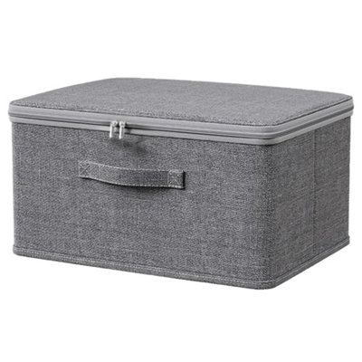  - 3Pcs Foldable Canvas Storage Baskets With LidFabric Clothes Boxes