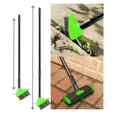 3 In 1 Telescopic Weed Remover Brush Wire Head Paving Decking Clean Scrub Moss from B&Q