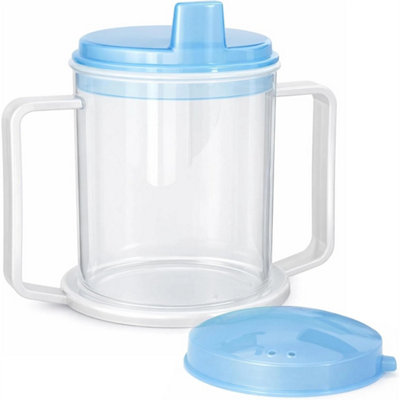 Spill Proof Adult Drinking Cup Anti Splash Lid Handles Hot & Cold Drinks 300Ml from B&Q
