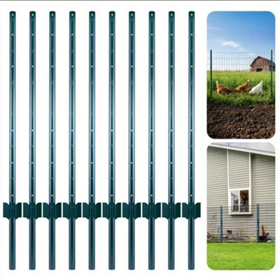 121Cm 4Ft Metal Fence Posts  Pack Of 10 No Dig Steel from B&Q