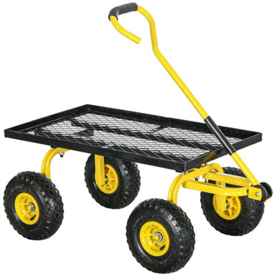 Garden Trolley Cart With Pneumatic Wheels And Rotating HandleYellow from B&Q