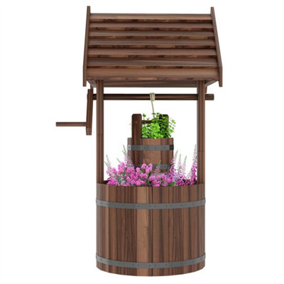 Wooden Wishing Well PlanterFlower Planter With Drainage Hole from B&Q