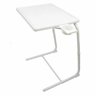Table Buddy White With Holder Freestanding Portable Foldable Buddy Table With Cup Holder Dinner Tv Laptop Tray from B&Q
