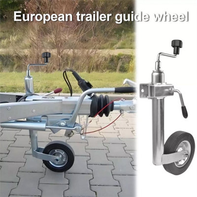 New Heavy Duty Caravan Jockey Wheel & Clamp 48mm Trailer Plastic Rim Wind Handle from B&Q