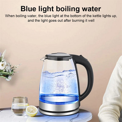 2L Electric Kettle Fast Glass Kettle Boil Quiet 360 Blue Led Boil-Dry Protection from B&Q