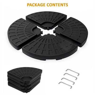  - Fan Shape Parasol Base-Set Of 4 Outdoor Umbrella Cantilever Parasol Base Stand Sand Water Filled Weight