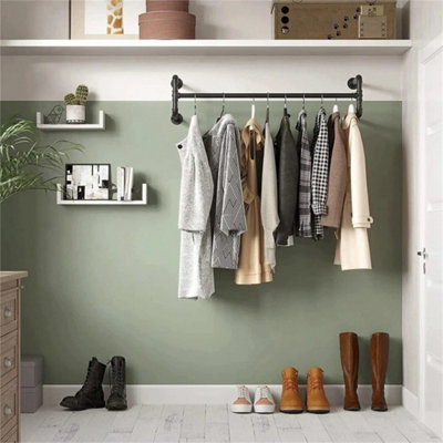 Heavy Duty Wall Mounted Clothes Rail Shelf Garment Hanging Wardrobe Display Rack from B&Q