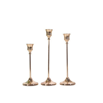 3 Pack Tulip Nordic Candlesticks Gold Candlestick Candle Holders Dinner Decor from B&Q