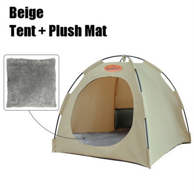 Beige Folding Camping Pet Tent For Cats Puppy Bed Indoor Cat Nest Dog Cave Style House from B&Q