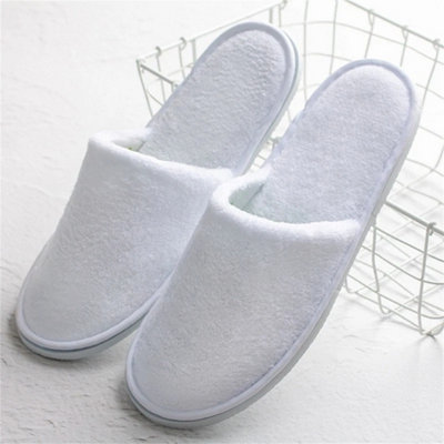 10 Pairs Spa Hotel Guest Slippers Close Toe Towelling Disposable Terry Style from B&Q