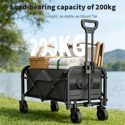 Black 200Kg Foldable Heavy Duty Garden Camping Beach Cart Festival Trolley Cart Wagon from B&Q
