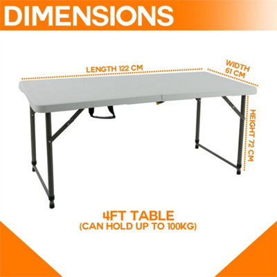 Catering Camping Heavy Duty Folding Trestle Table Picnic Bbq Party 4Ft from B&Q