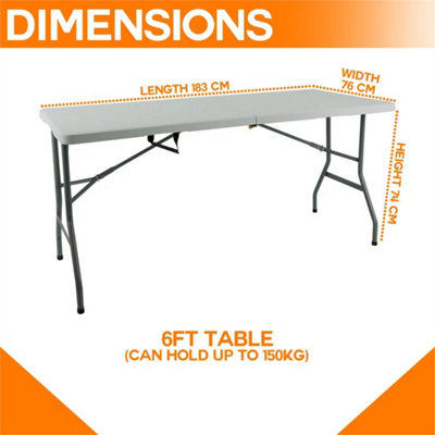 Catering Camping Heavy Duty Folding Trestle Table Picnic Bbq Party  6Ft from B&Q
