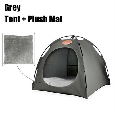 Grey Folding Camping Pet Tent For Cats Puppy Bed Indoor Cat Nest Dog Cave Style House from B&Q