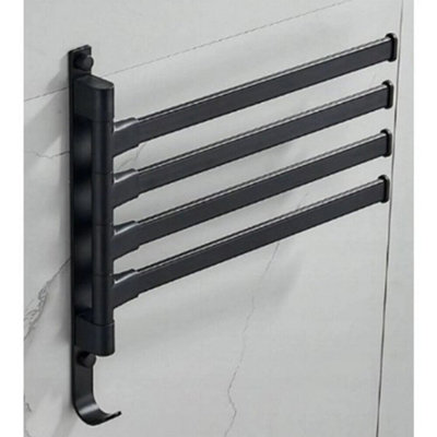  - 4 Arms Swivel Towel Bar Rail Rack With Wall Mounted 180Degree Rotation Towel Hanger