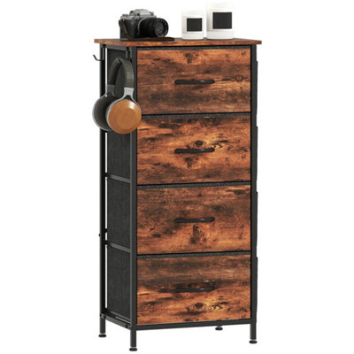  - Rustic Brown 4 Drawer Fabric Chest Of Drawers Bedroom Dresser